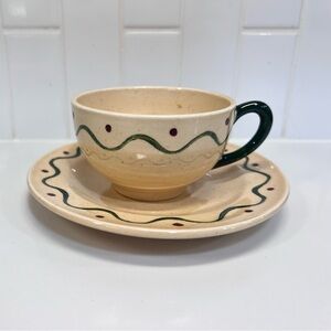 Metlox California Provincial Poppytrail  Rooster Coffee Cup and Saucer Set
